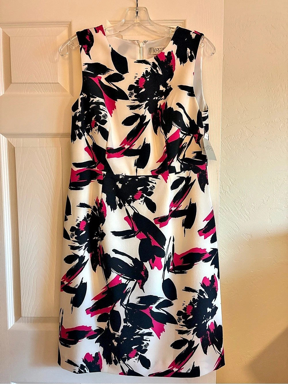 Kasper Covent Garden Printed Sheath Dress Floral Midi Dress White & Pink Size 8